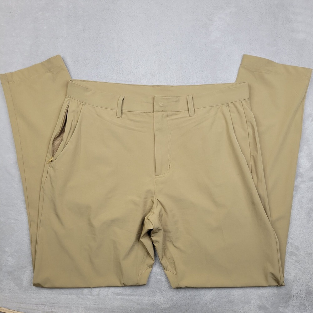 Fabletics Pants Mens 35x34 Performance Stretch Chino Commute Travel Khaki Adult